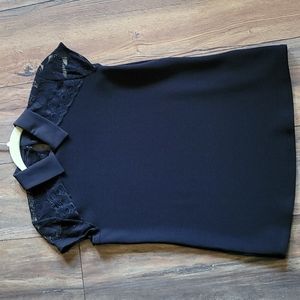Karl Lagerfeld Black Lace with collar Top Sz XS